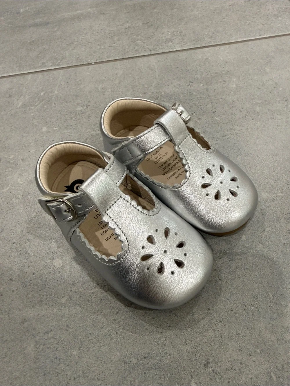 Old Soles Silver T-Strap Mary Jane Baby Shoes
